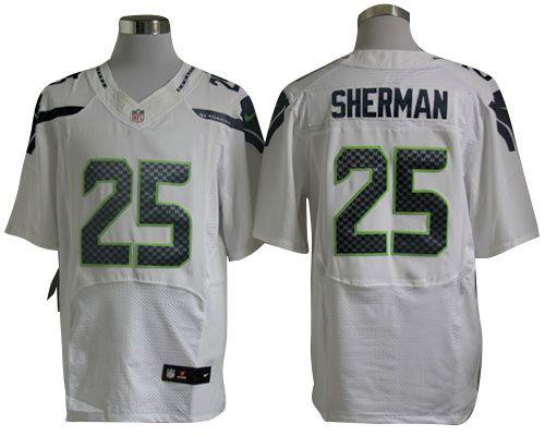 Nike Seahawks #25 Richard Sherman White Men's Stitched NFL Vapor Untouchable Elite Jersey
